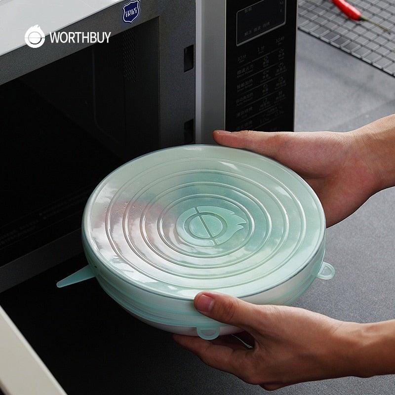 6 Pcs/Set Food Silicone Cover Cap - HOW DO I BUY THIS Round Pink