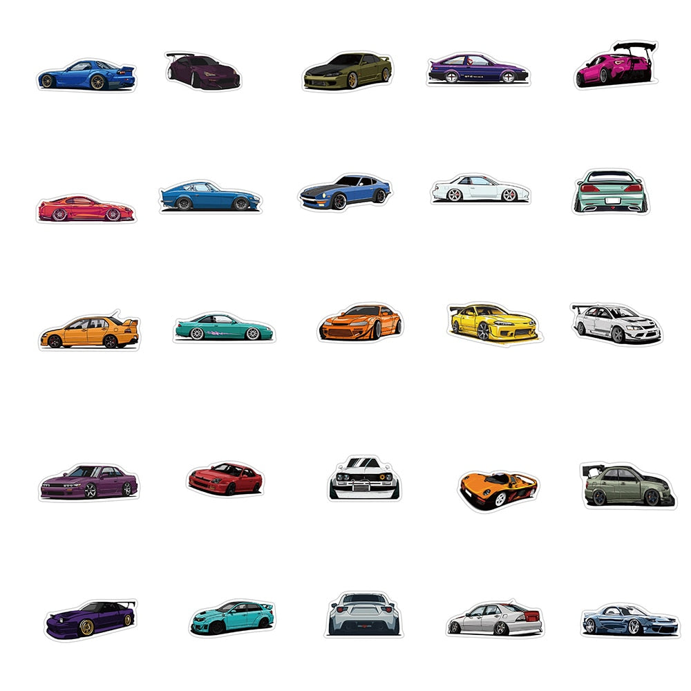 10/30/50/100PCS JDM Retrofit Racing Car Graffiti Stickers