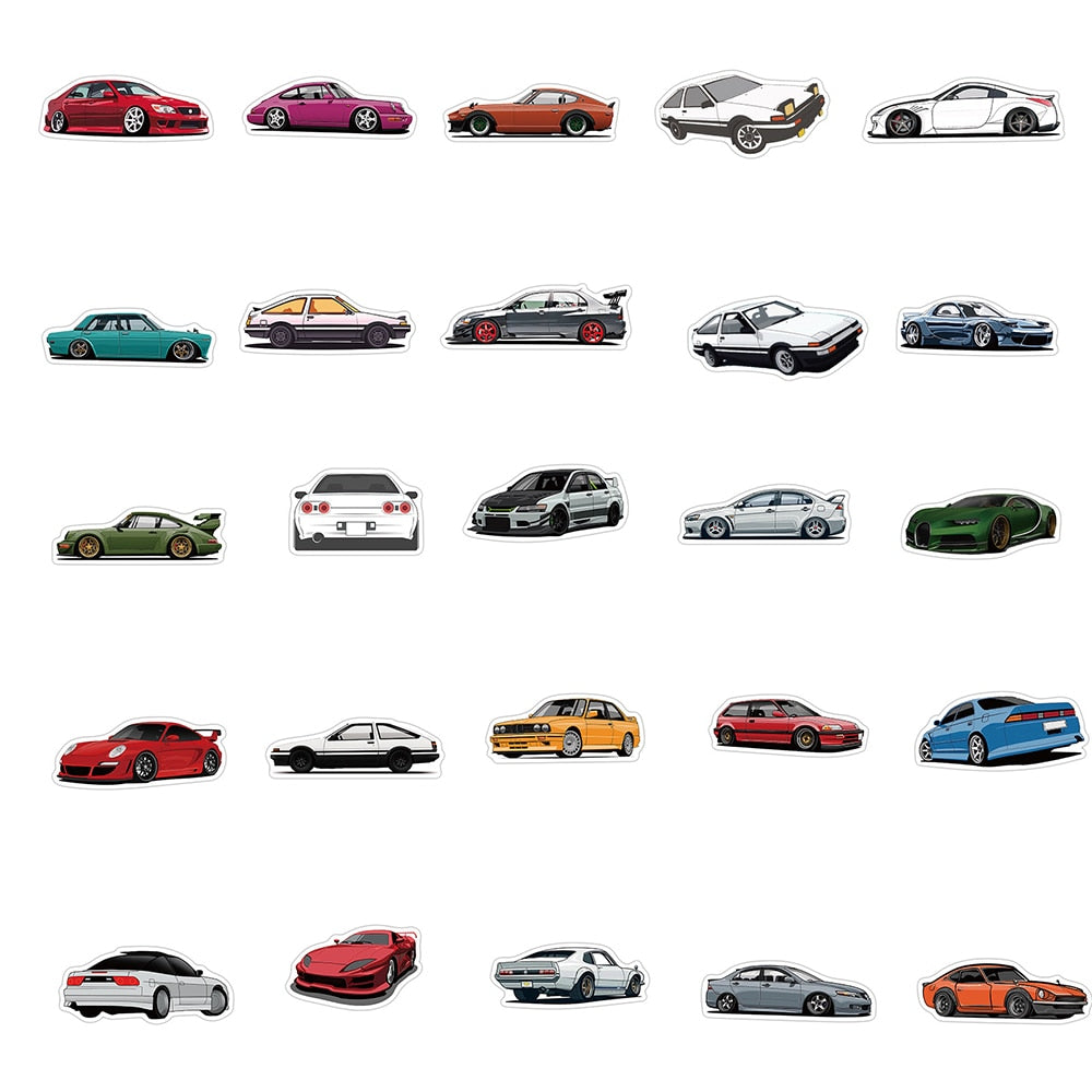 10/30/50/100PCS JDM Retrofit Racing Car Graffiti Stickers