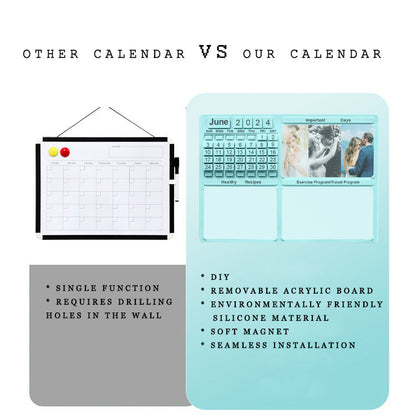 Aesthetic Silicone Magnetic Calendar for Refrigerator, DIY Fridge Calendar Magnet for Easy Organizing - Nature