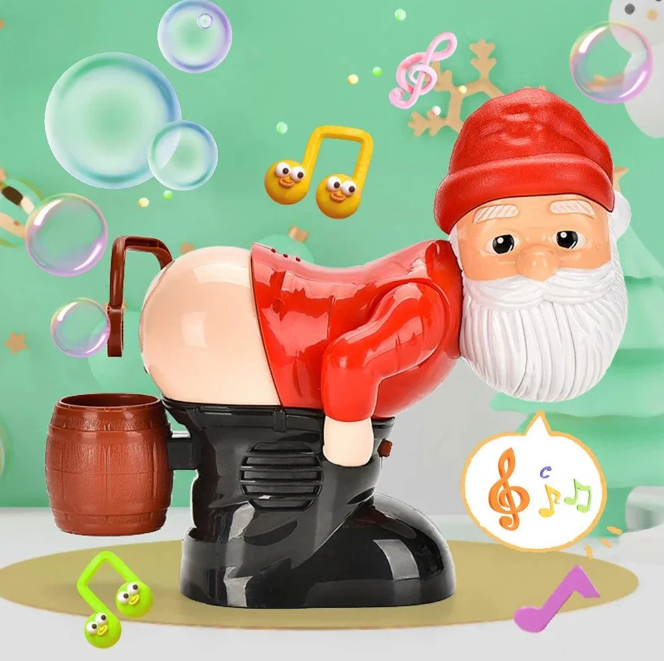 Funny Santa Claus bubble modeling of the fart fart