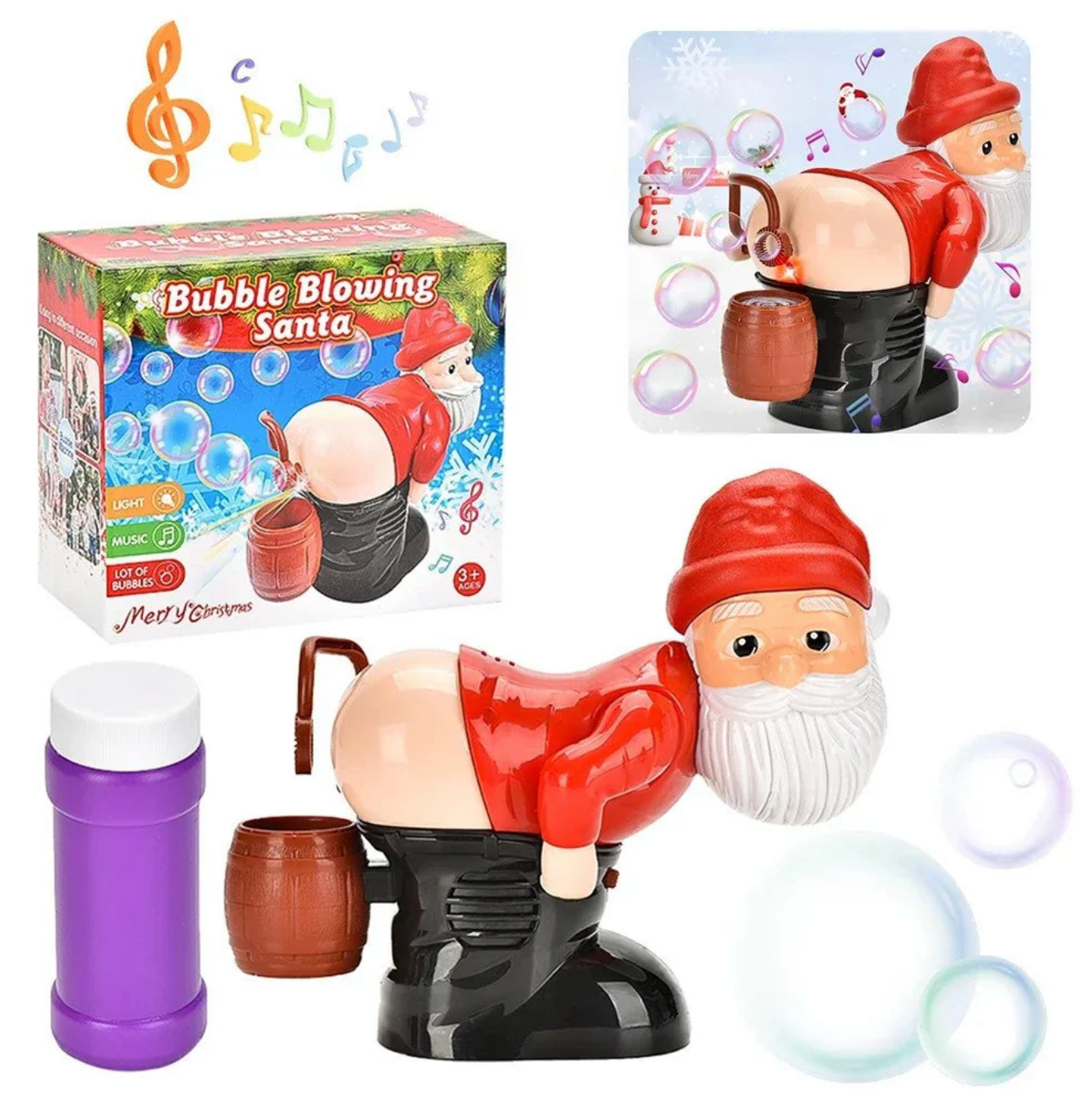 Funny Santa Claus bubble modeling of the fart fart
