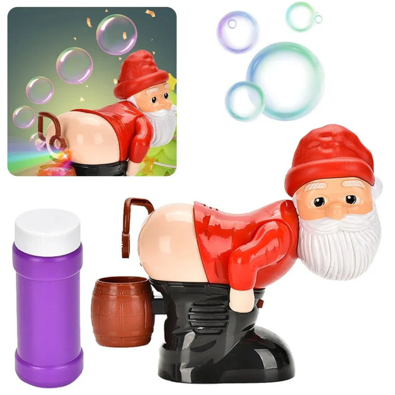 Funny Santa Claus bubble modeling of the fart fart