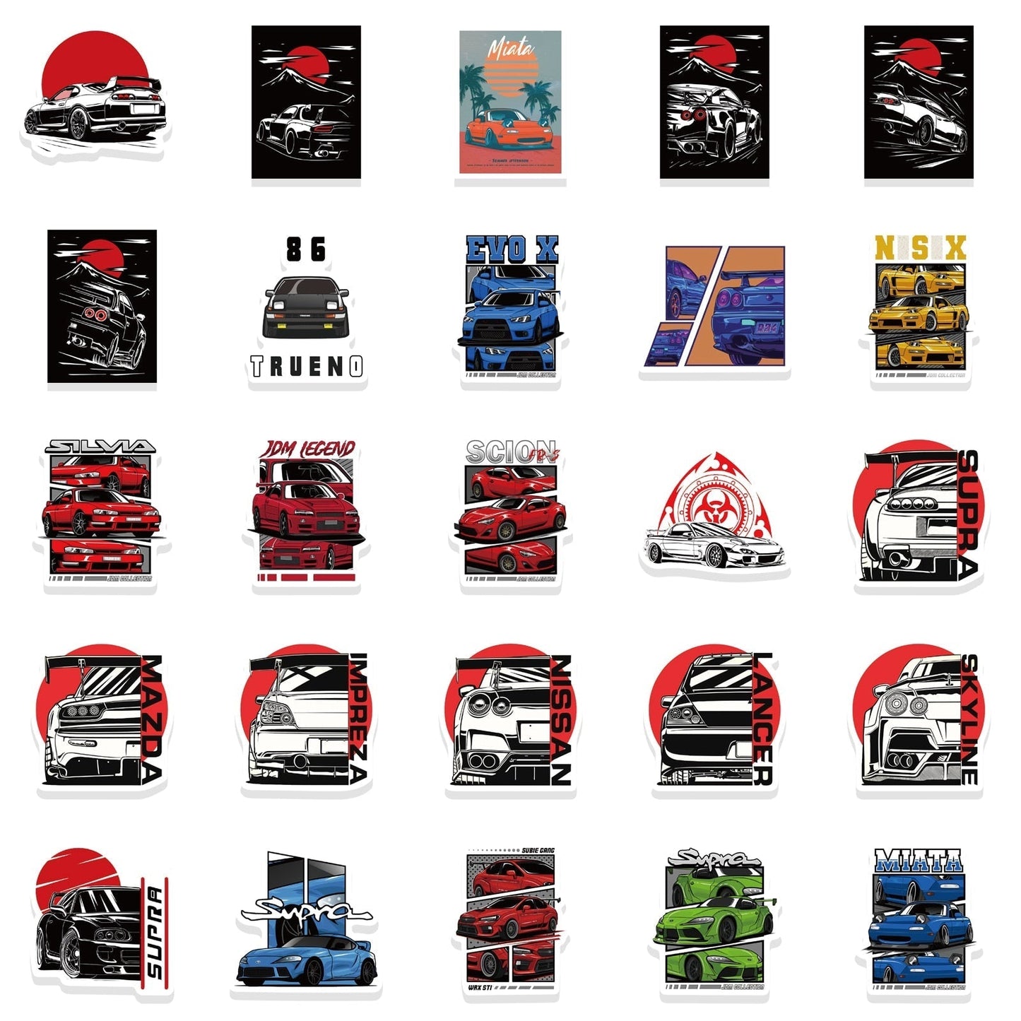 25/50PCS JDM Retrofit Racing Car Stickers